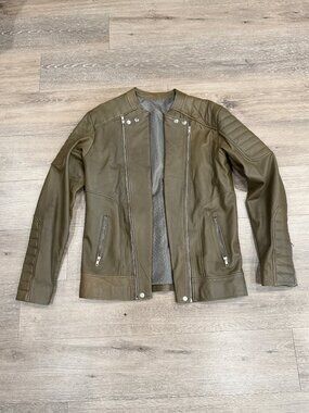 Quilted double-zip vegan leather biker jacket  - Balmian style